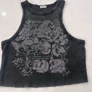 Garage Ribbed Knit Crop Top in Black